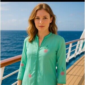 Colorful whimsigoth fairy boho Fall Hand Embroidered Luxury Artistic Tunic S New